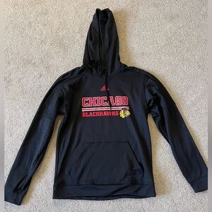Adidas NHL Chicago Blackhawks Hoodie Black Pullover Sweater Climawarm Mens Med